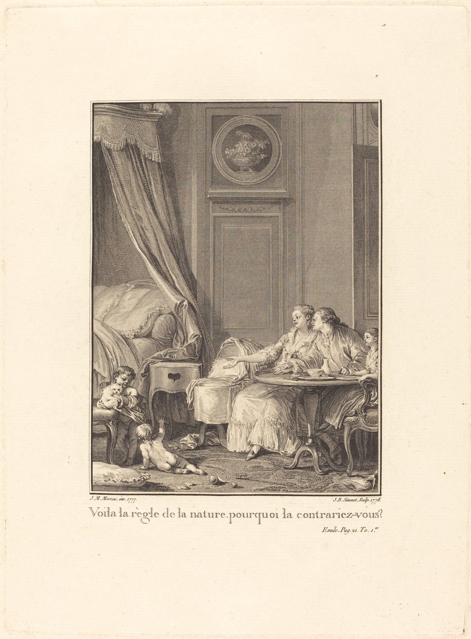 Doğanın kuralı bu, neden bozuyorsun? by Jean Baptiste Blaise Simonet after Jean Michel Moreau