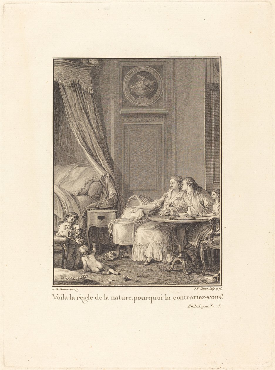 Doğanın kuralı bu, neden bozuyorsun? by Jean Baptiste Blaise Simonet after Jean Michel Moreau