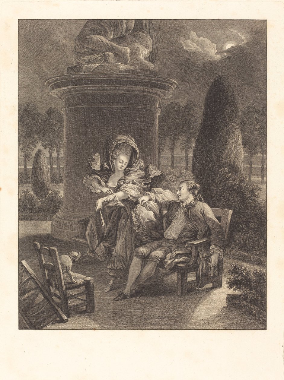 Thuileries akşamı by Jean Baptiste Blaise Simonet after Pierre Antoine Baudouin