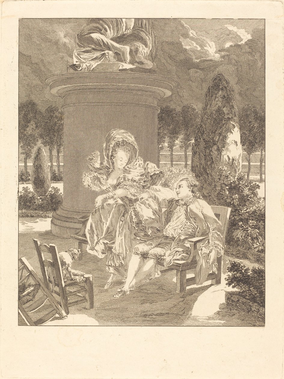 Thuileries akşamı by Jean Baptiste Blaise Simonet after Pierre Antoine Baudouin