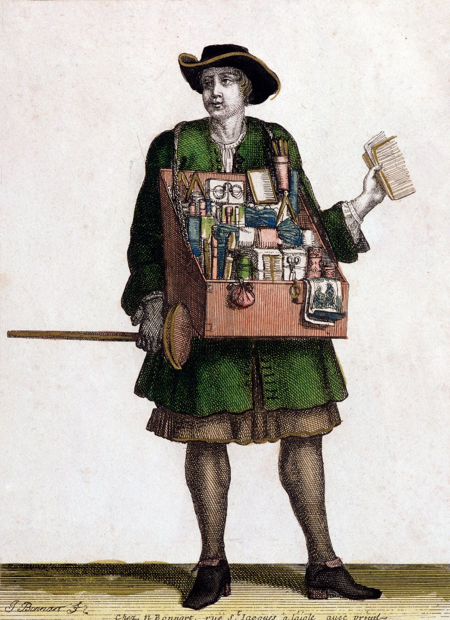 Haberdasher (renkli gravür) by Jean Baptiste Bonnart