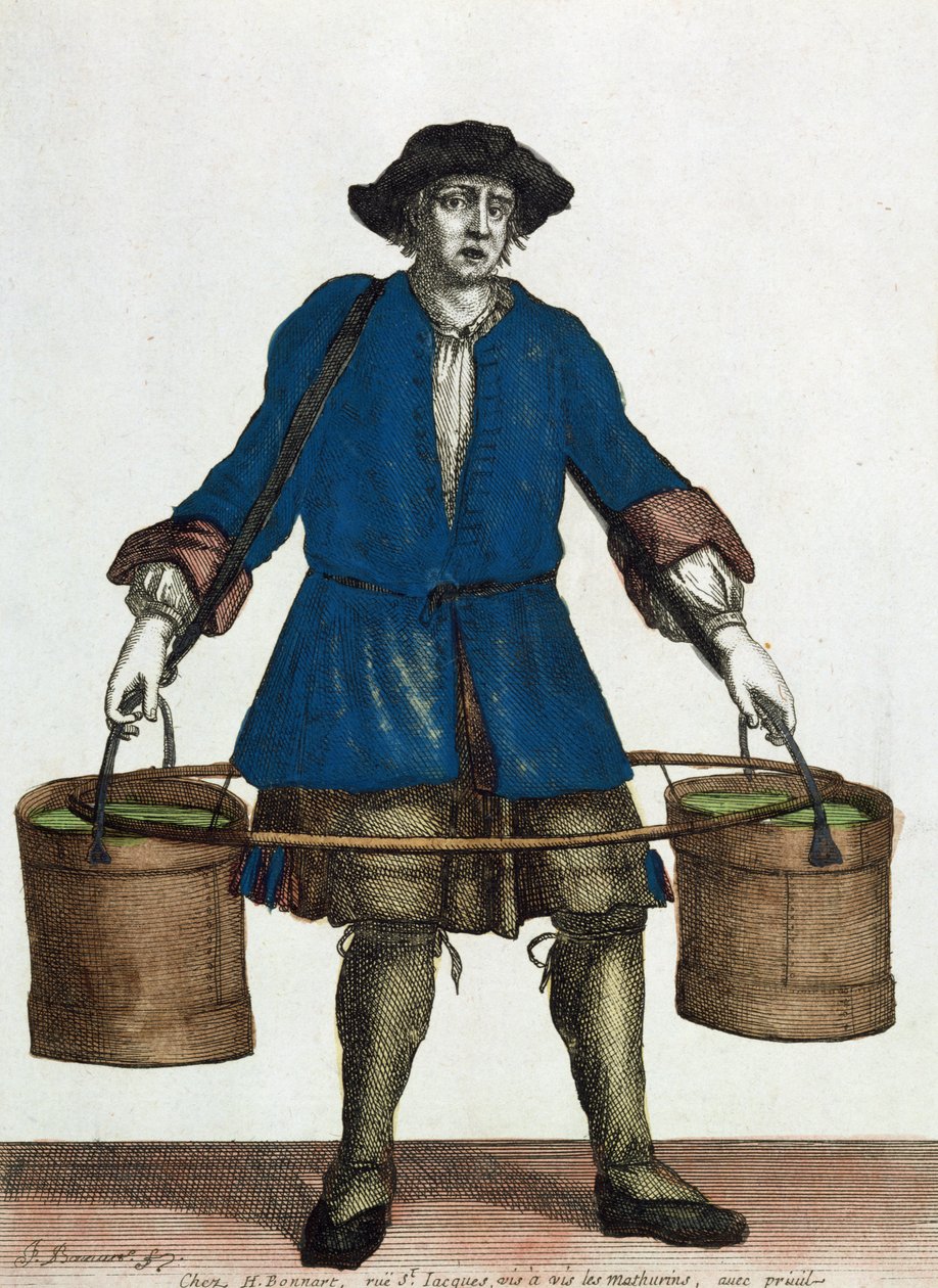 Su Taşıyıcı, 18. yüzyılın sonları (renkli gravür) by Jean Baptiste Bonnart