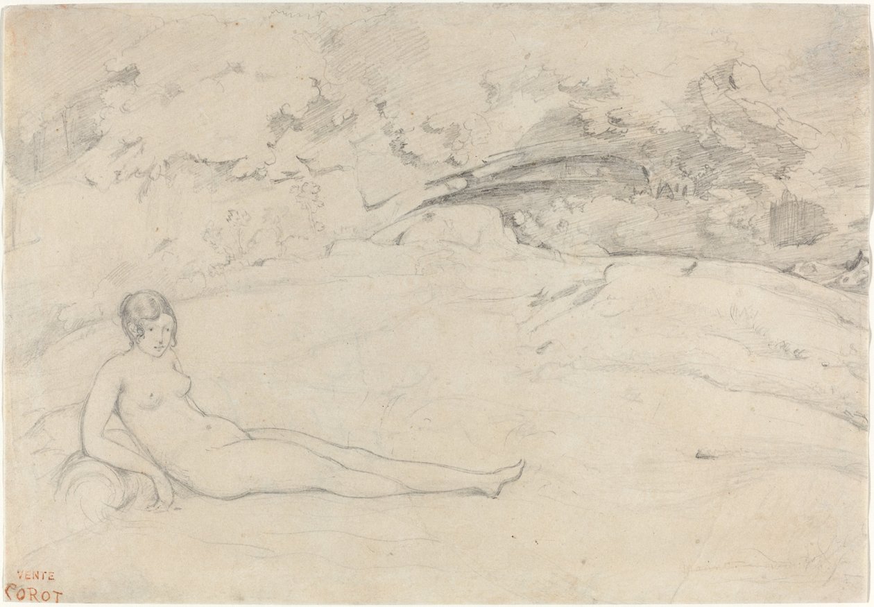 Bir Manzarada Yatan Çıplak by Jean Baptiste Camille Corot