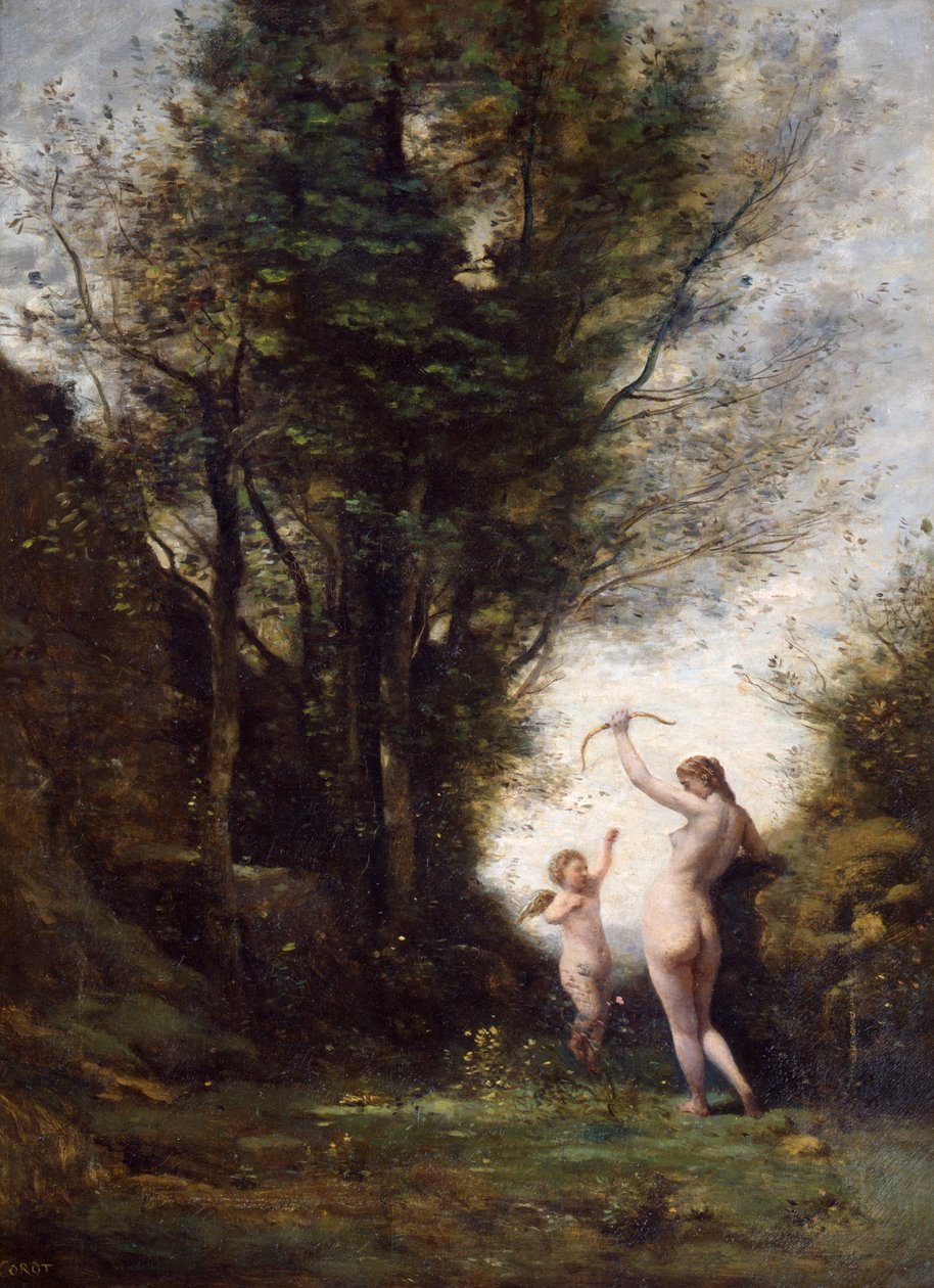 Aşk Tanrısı ile Oynayan Bir Peri, 1857 by Jean Baptiste Camille Corot