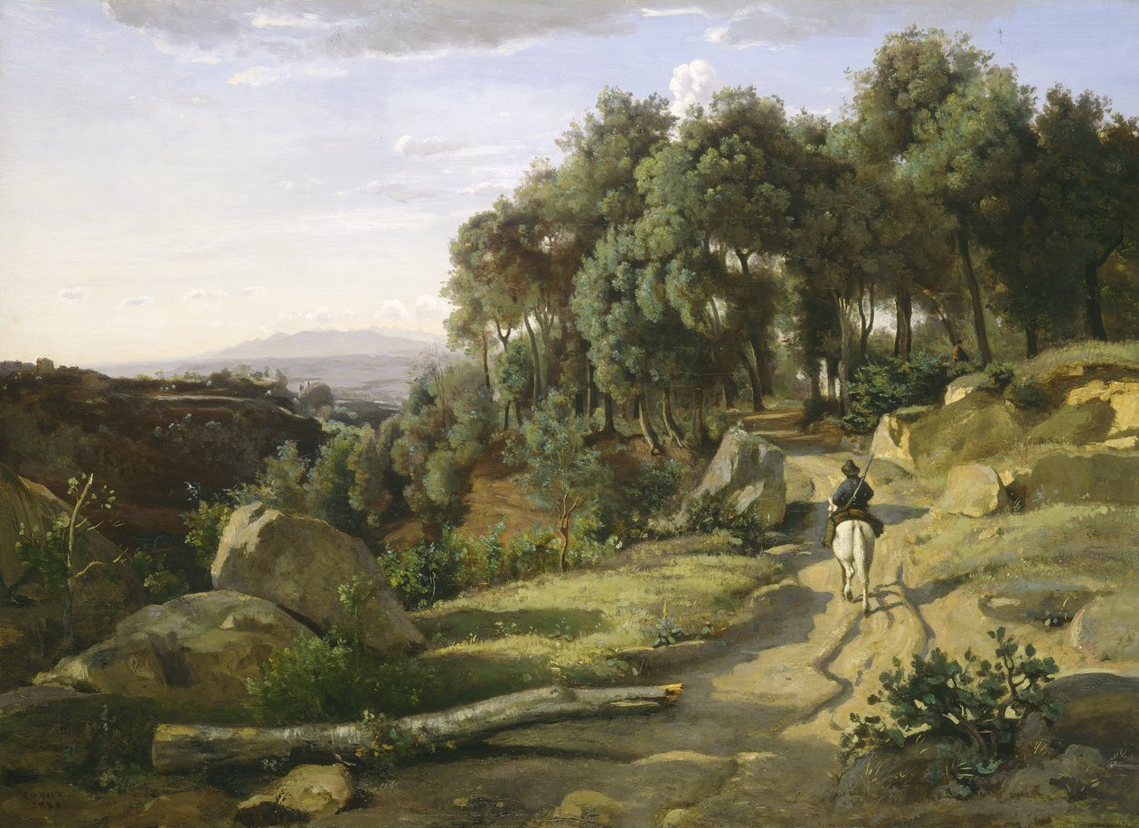 Volterra Yakınlarından Bir Görünüm by Jean Baptiste Camille Corot