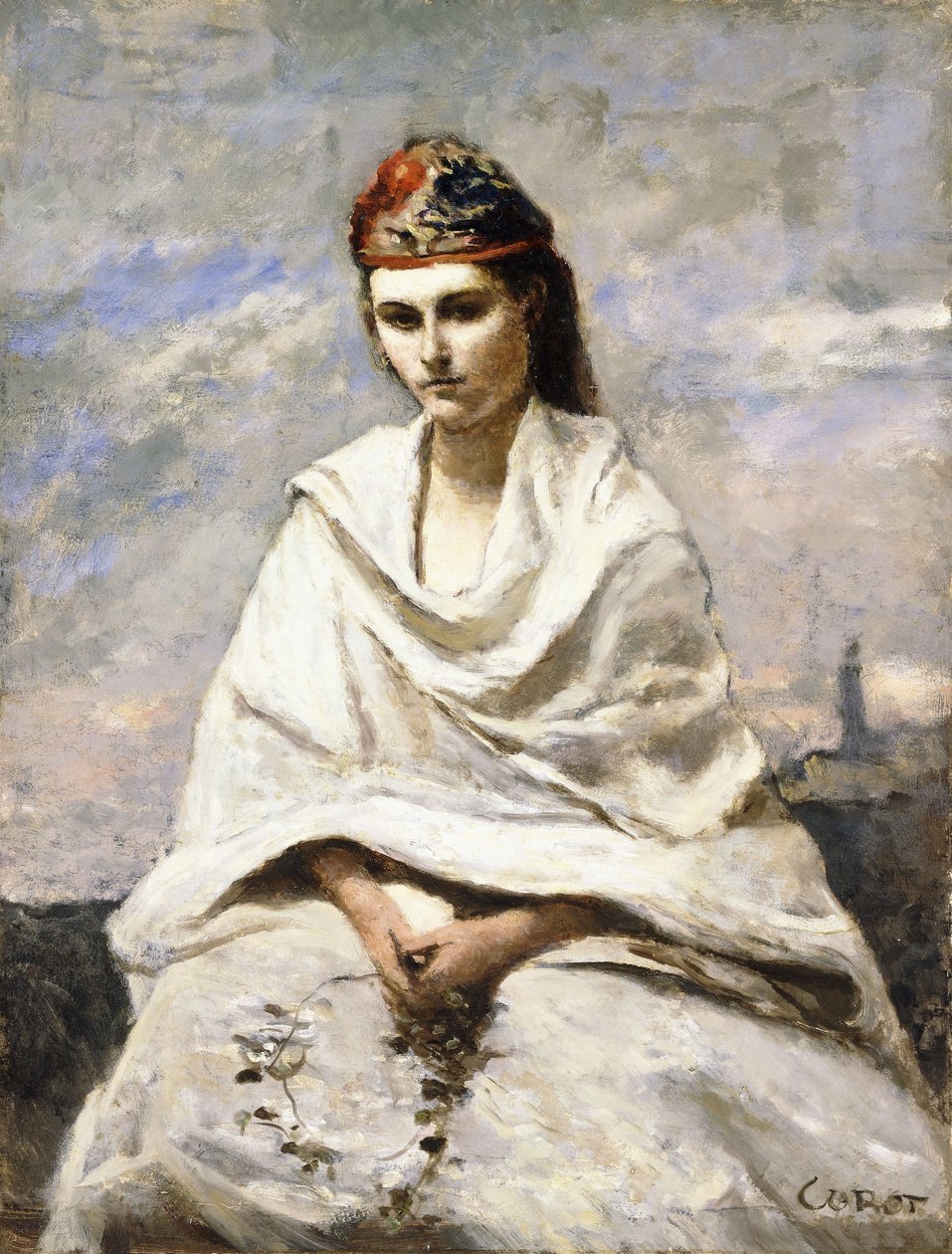 Beyaz şallı genç bir Yunan, c.1868-70 by Jean Baptiste Camille Corot