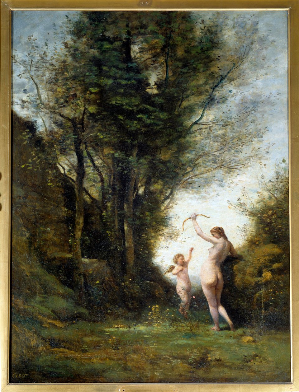 Aşkla oynayan bir peri. Camille Corot