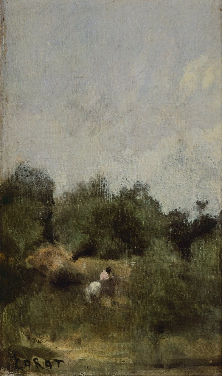 Ülkede bir binici, Jean-Baptiste-Camille Corot (1796-1875). by Jean Baptiste Camille Corot