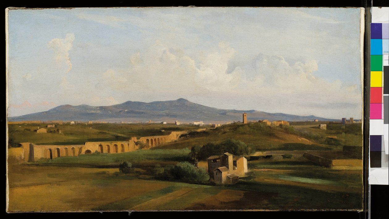 Roma kırsalında su kemeri by Jean Baptiste Camille Corot