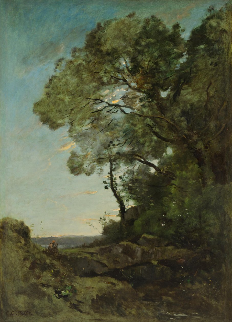 Ağaç Manzarası (akşam) by Jean-Baptiste-Camille Corot