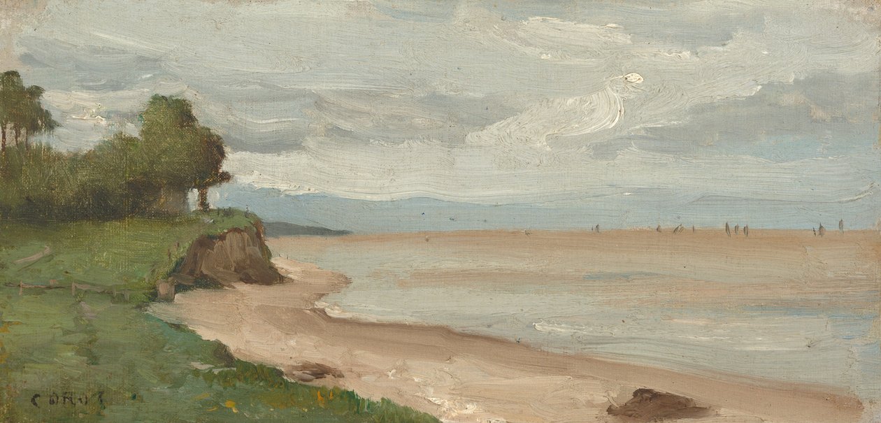 Etretat yakınlarındaki plaj, c. 1872. by Jean Baptiste Camille Corot