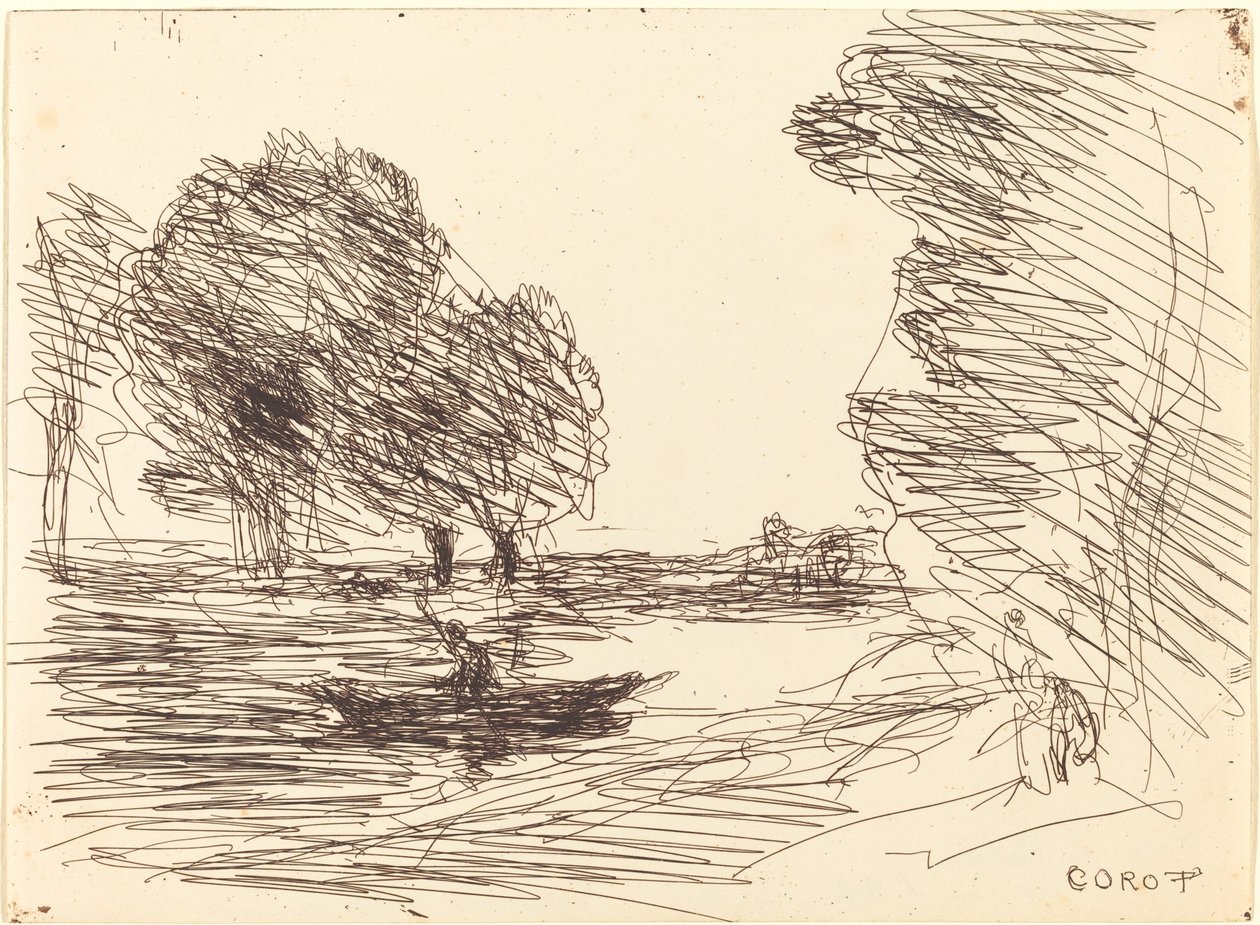 Kayıkçı Le Batelier, 1874. by Jean Baptiste Camille Corot
