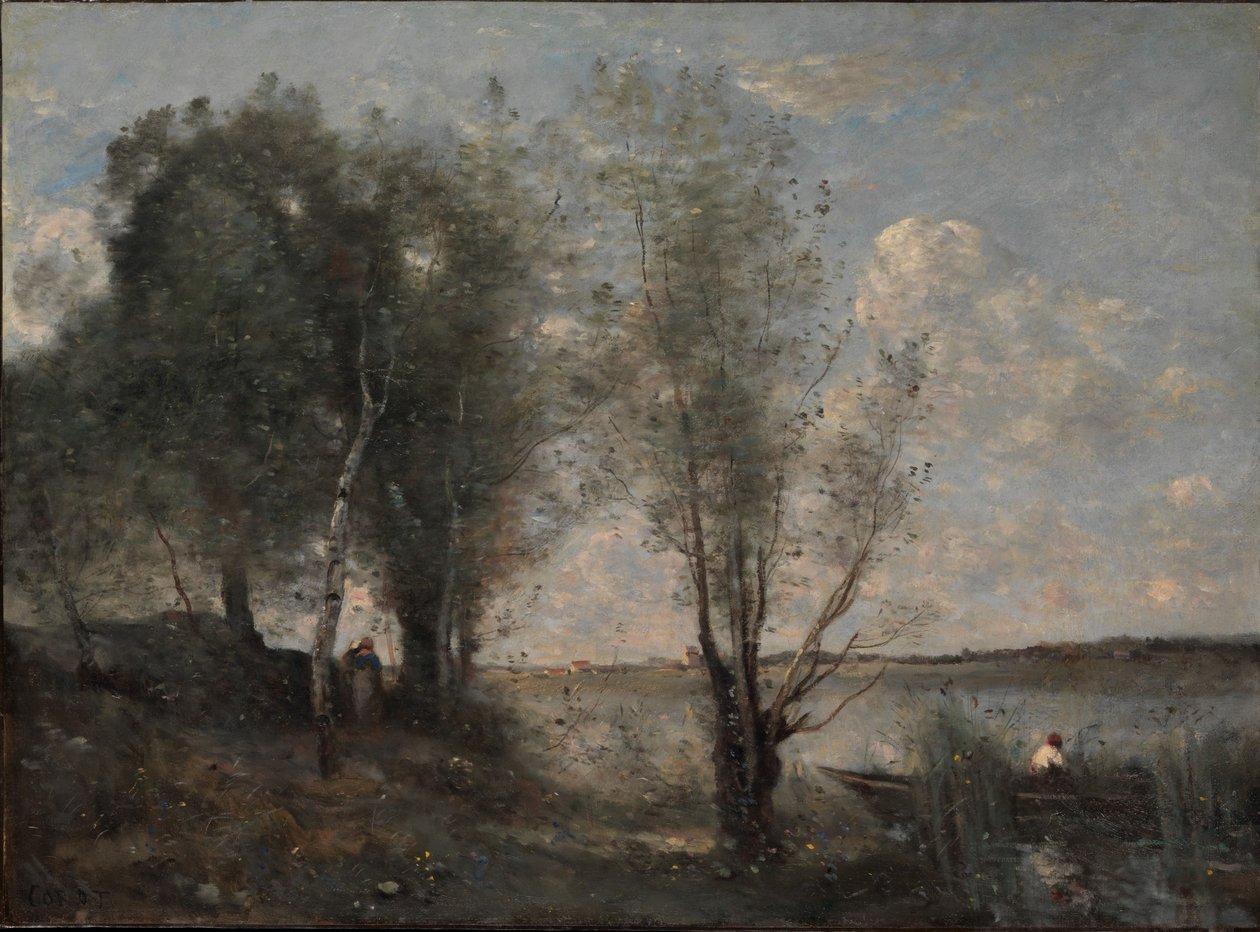 Sazlıkların Arasında Kayıkçı, 1865 dolayları by Jean Baptiste Camille Corot