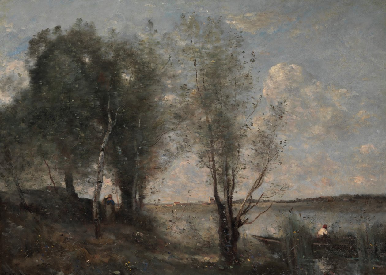Sazlıklar Arasında Kayıkçı, ca. 1865. by Jean Baptiste Camille Corot