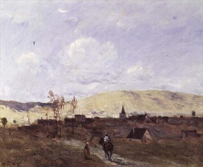 Bir Köyün Gözünde Süvari by Jean Baptiste Camille Corot