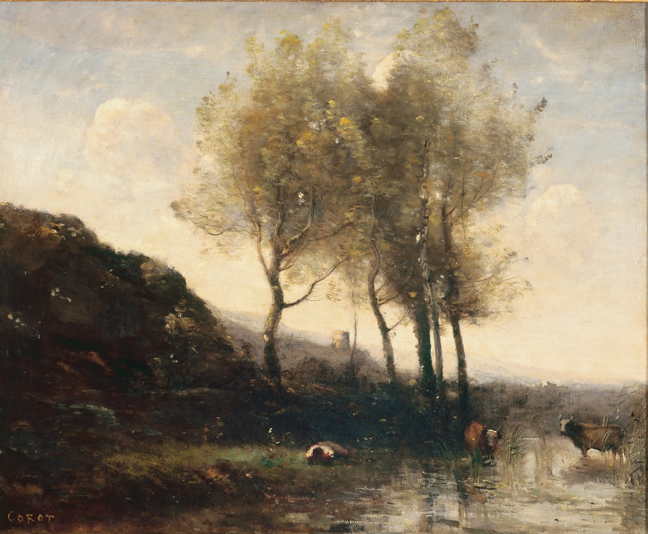 Serin Tepelerin Eteklerinde Dinlenen İnek Çobanı, 1855-65 dolayları by Jean Baptiste Camille Corot