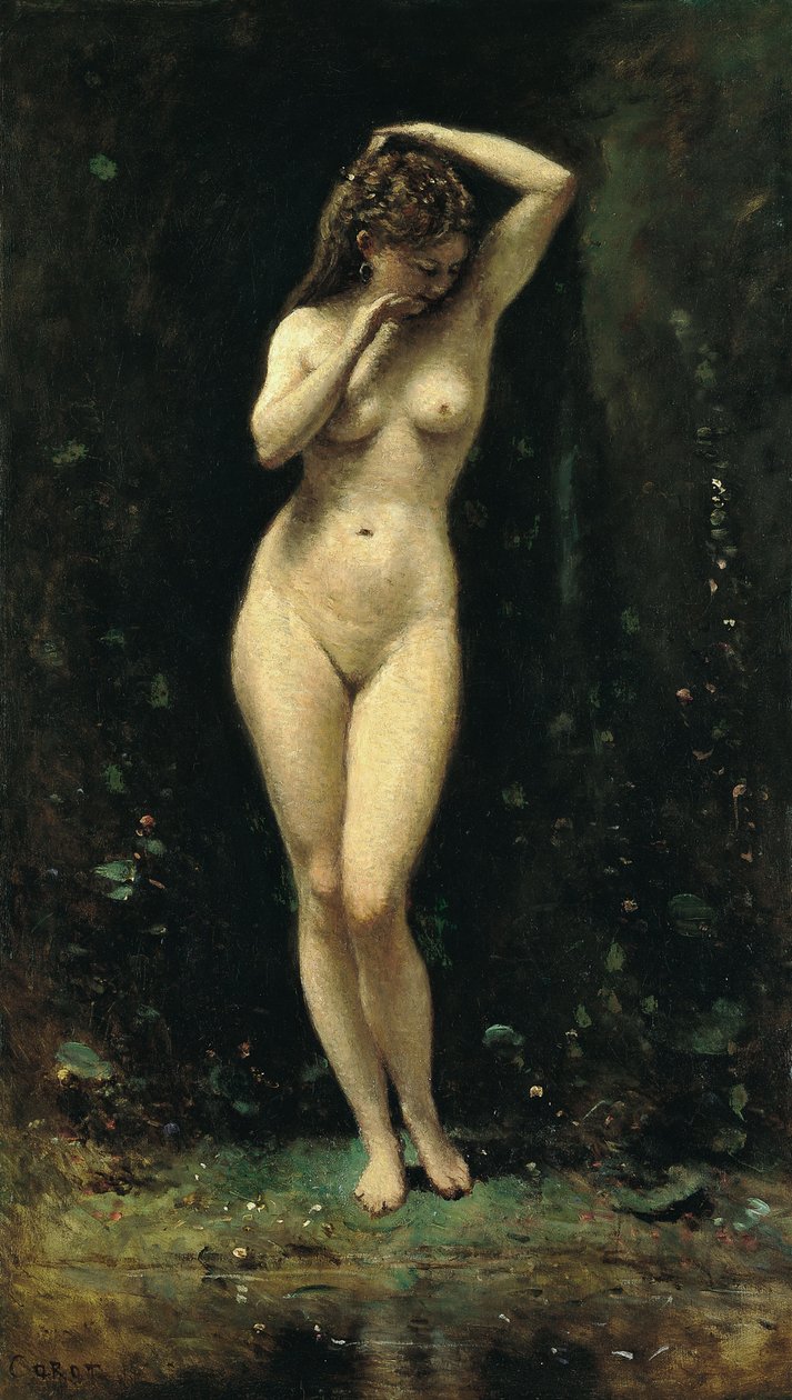 Diana Çeşmede Yıkanıyor by Jean Baptiste Camille Corot