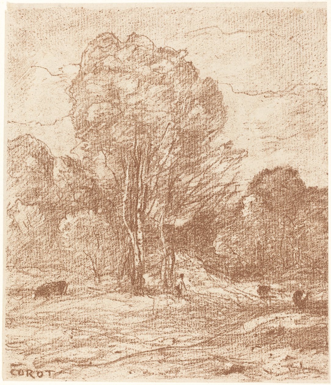 Uyuyan Sığır by Jean Baptiste Camille Corot