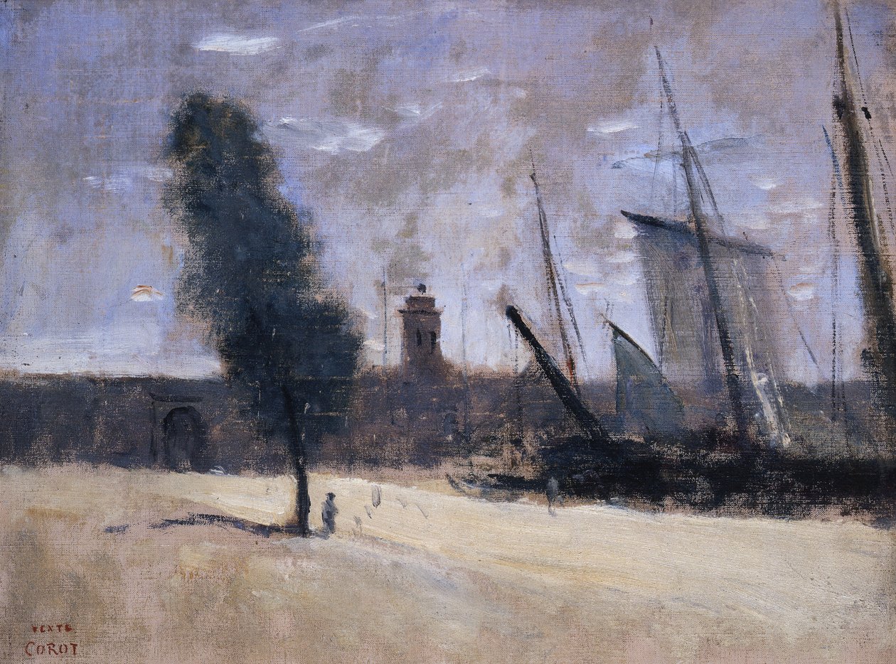 Dunkirk, Surlar ve Limana Giriş by Jean Baptiste Camille Corot