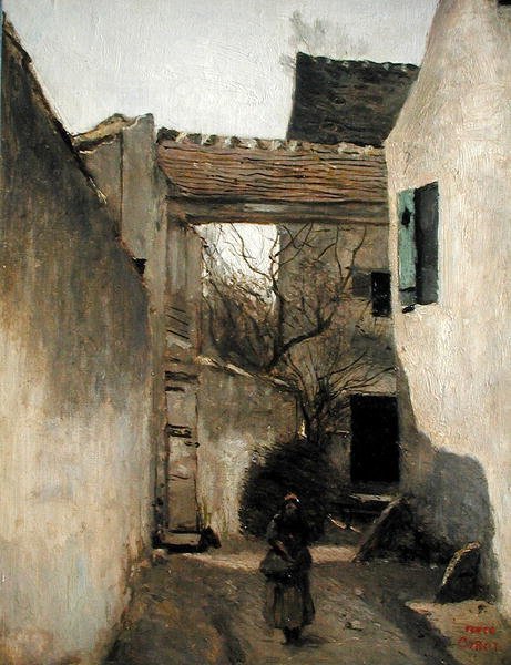 Ecouen, Köyün Köşesi, 1870 dolayları (tuval üzerine yağlı boya) by Jean Baptiste Camille Corot