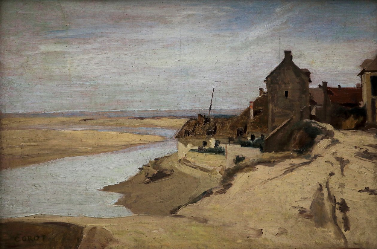 Trouville'deki Balıkçı Evleri by Jean Baptiste Camille Corot