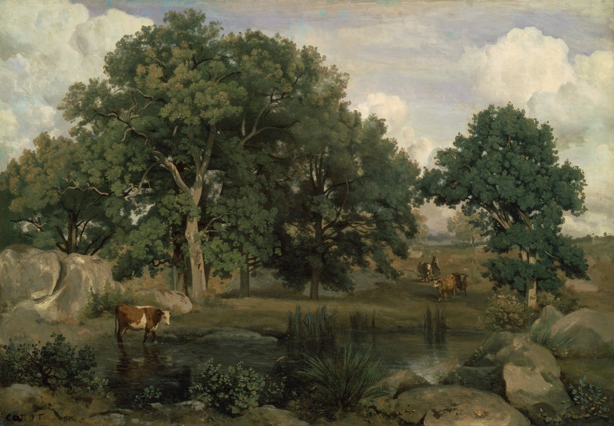 Fransızca: Forêt de Fontainebleau Fontainebleau Ormanı by Jean-Baptiste-Camille Corot