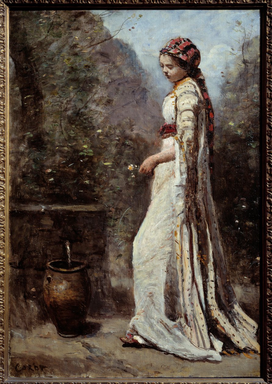 Yunan kızının çeşmesi var. Camille Corot
