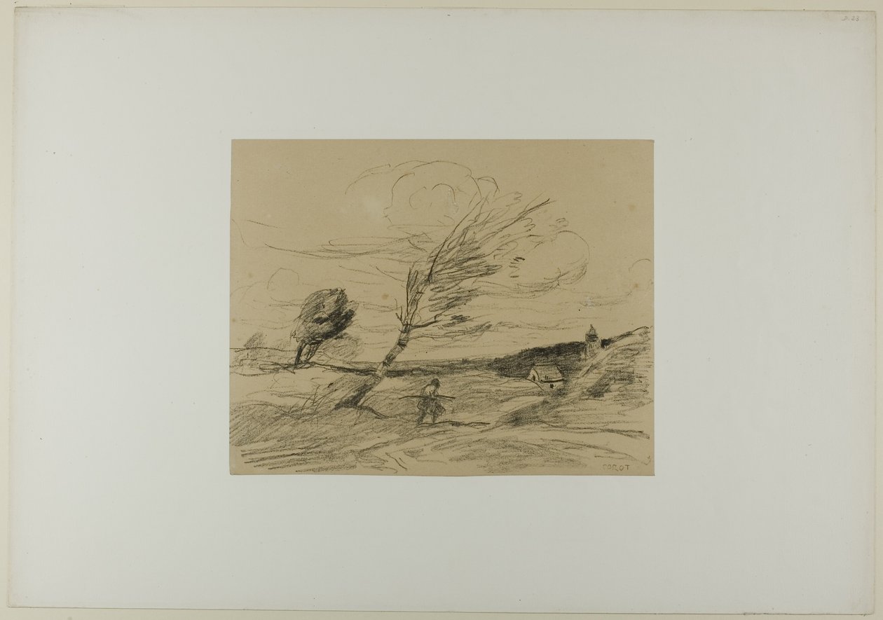 Rüzgar by Jean Baptiste Camille Corot