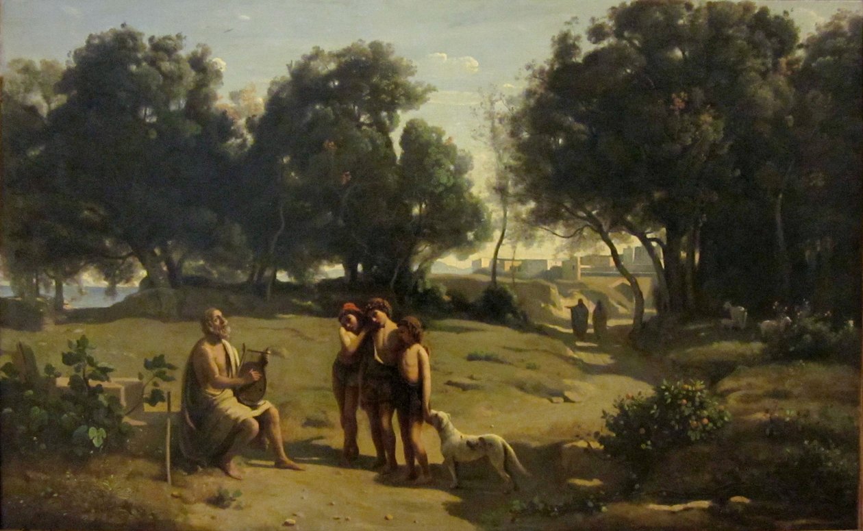 Homeros ve Çobanlar by Jean Baptiste Camille Corot