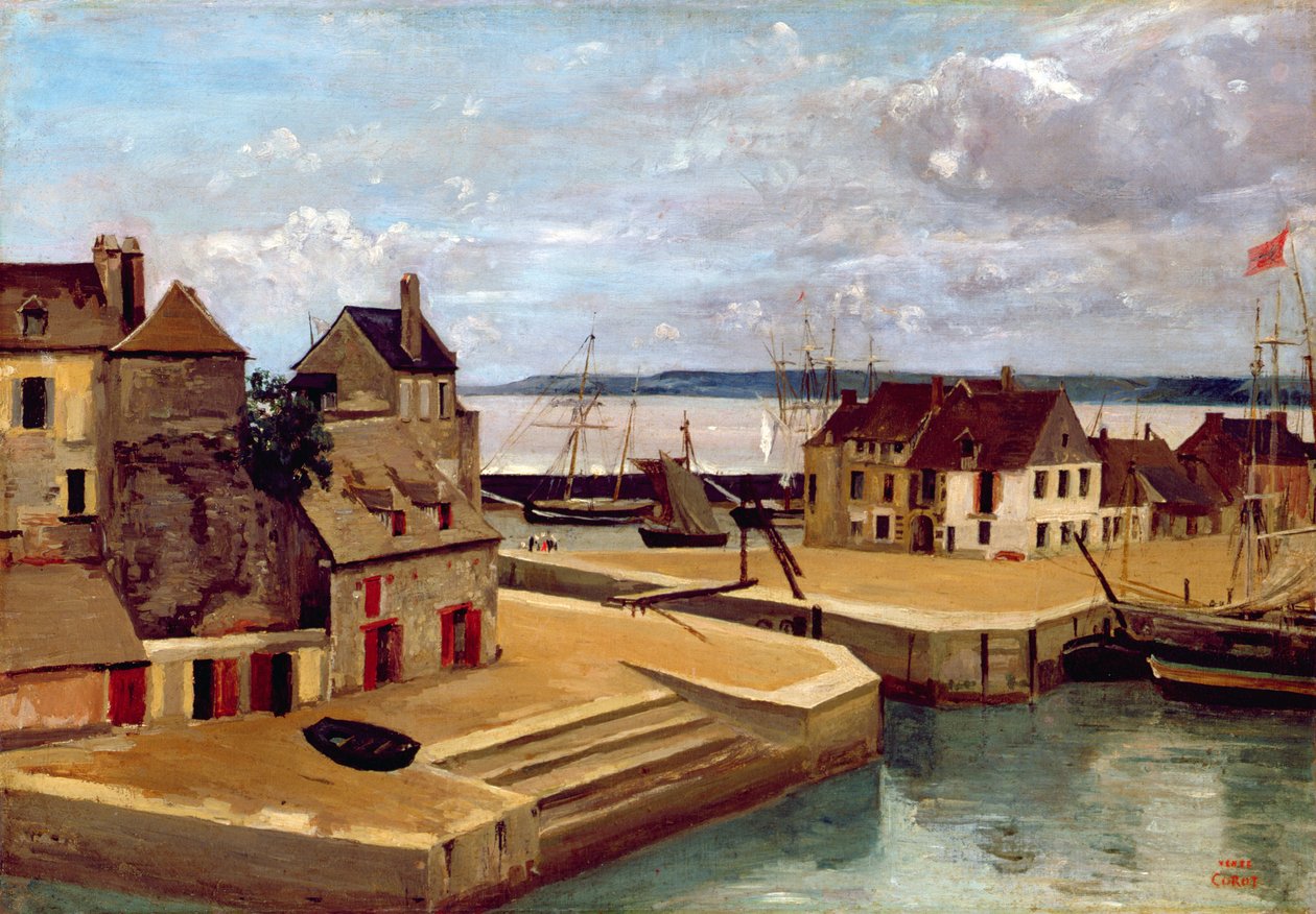 Honfleur, Rıhtımdaki Evler, 1830 by Jean Baptiste Camille Corot
