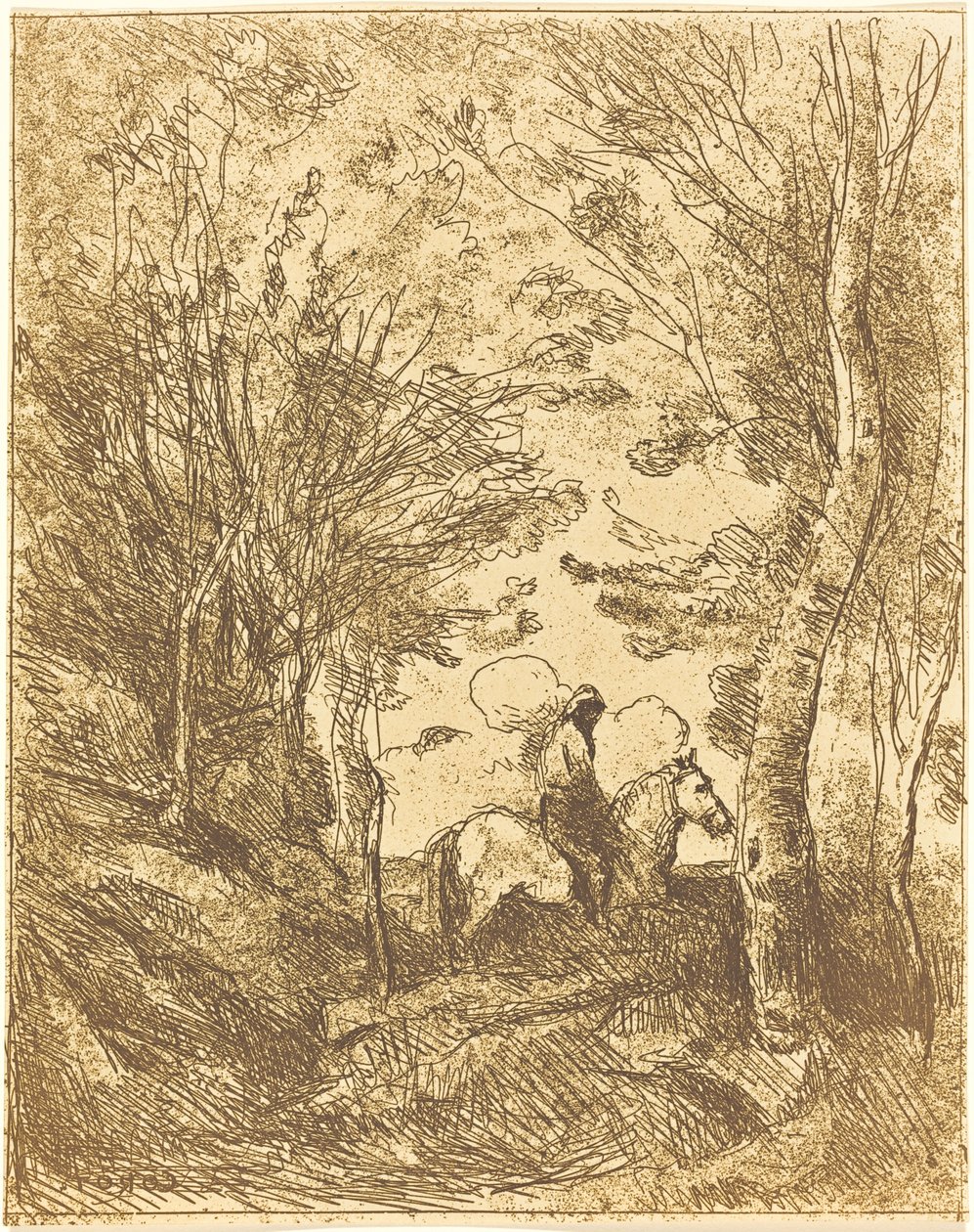 Ormanda Süvari, Büyük Plaka (Le Grand Cavalier sous bois) by Jean Baptiste Camille Corot