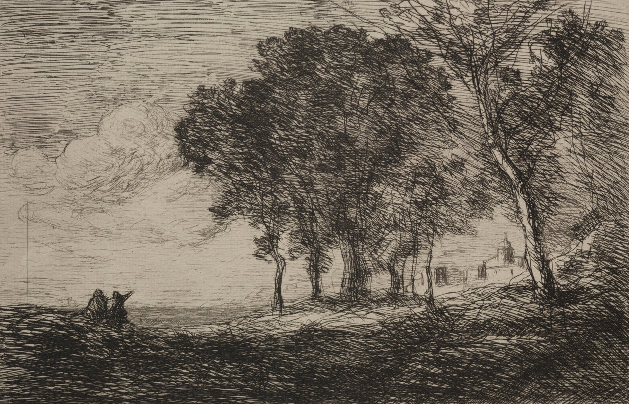 İtalyan Peyzaj, c. 1865. by Jean Baptiste Camille Corot