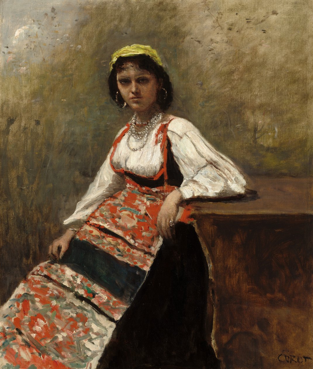 İtalyan Kadın (La Morieri) by Jean Baptiste Camille Corot
