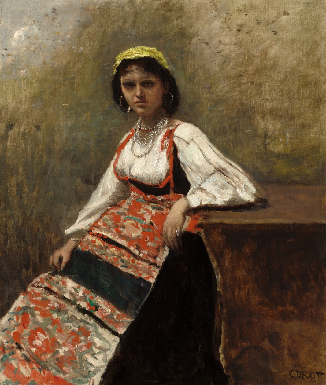 İtalyan Kadın La Morieri, c. 1872. by Jean Baptiste Camille Corot