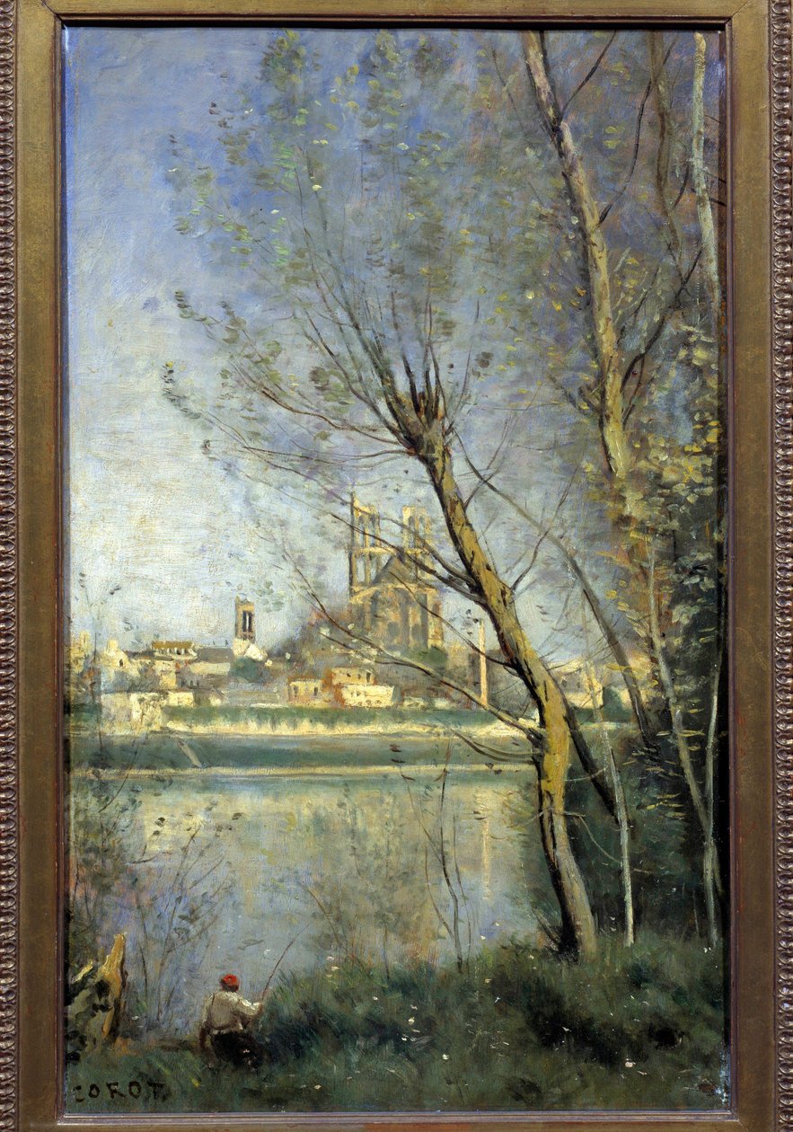 Mantes Katedrali (Mantes-la-Jolie Yvelines) Boyama Camille Corot (1796-1875) 1865 Güneş. 0.5x0.31 m Reims, Güzel Sanatlar Müzesi by Jean Baptiste Camille Corot