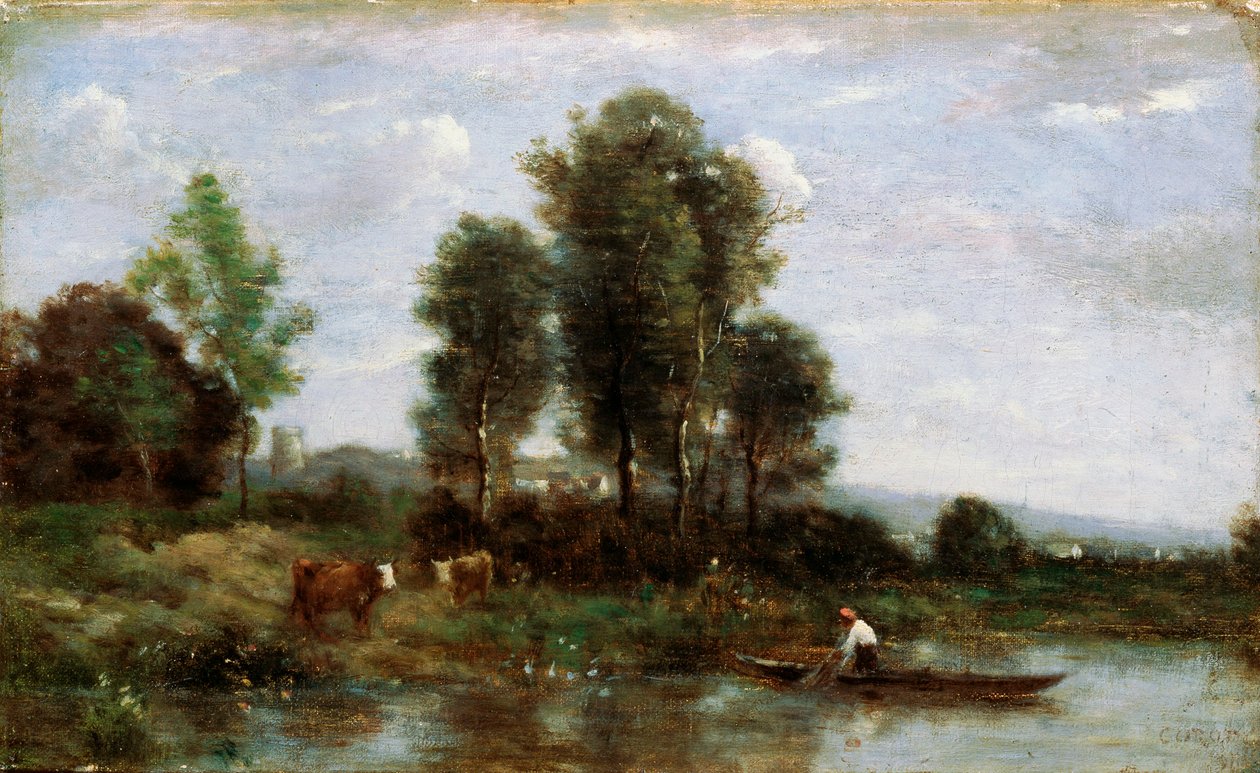 Bir nehir ile manzara, 19. yüzyıl by Jean Baptiste Camille Corot