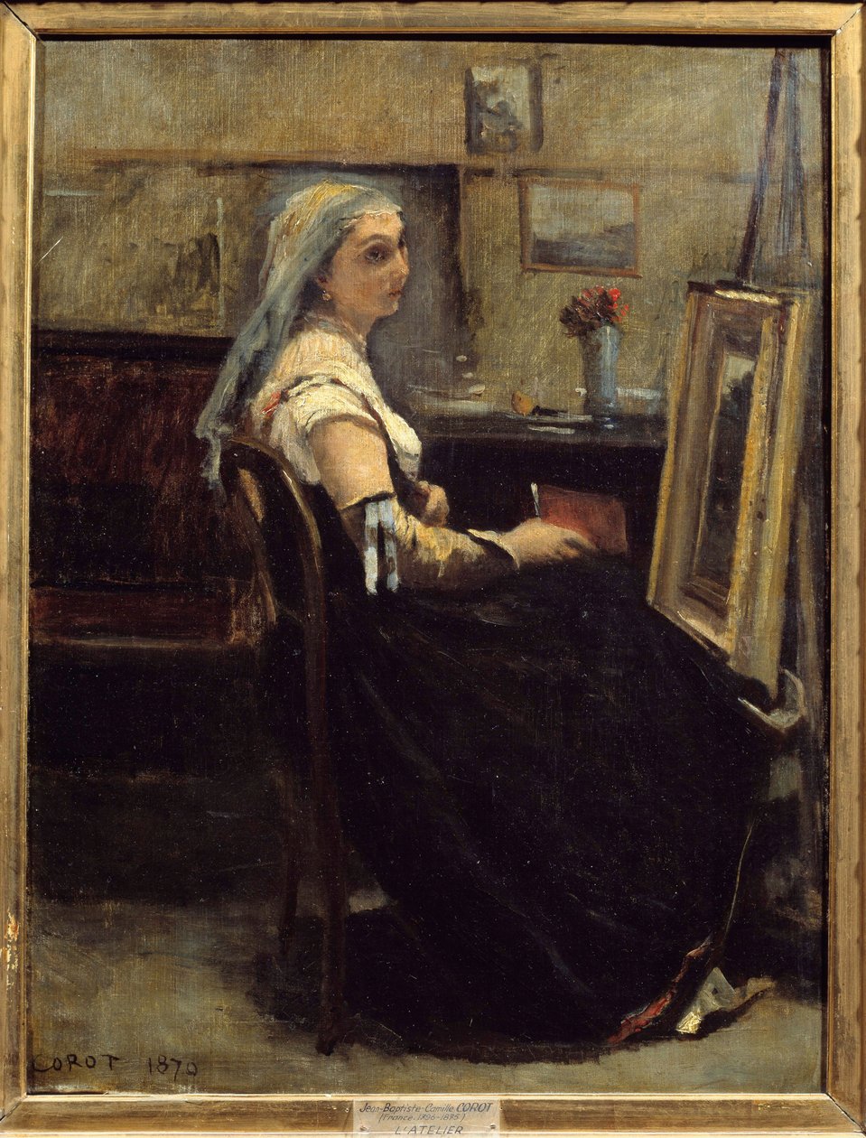Bir şövale önündeki atölye veya kadın Resim Camille Corot (1796-1875) 1870 Sun. 0.63x0.48 m Lyon, Güzel Sanatlar Müzesi by Jean Baptiste Camille Corot