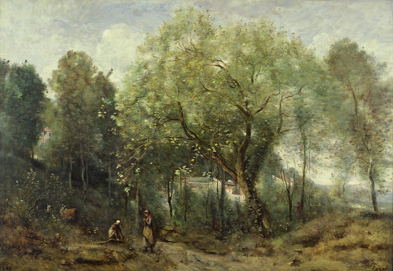 Le Catalpa, Ville-dAvray hatırası, 1869 by Jean Baptiste Camille Corot