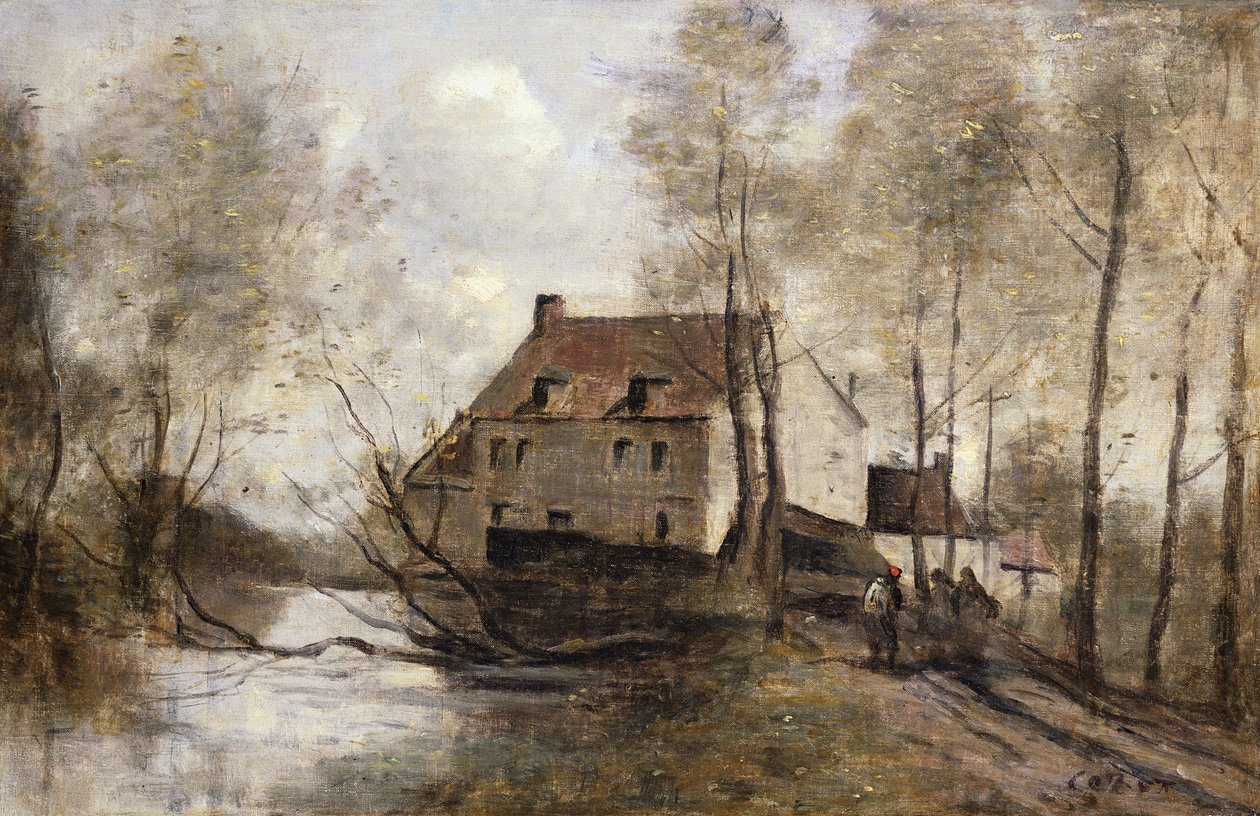 Le Moulin Brule, Planque, Douai yakınında by Jean Baptiste Camille Corot