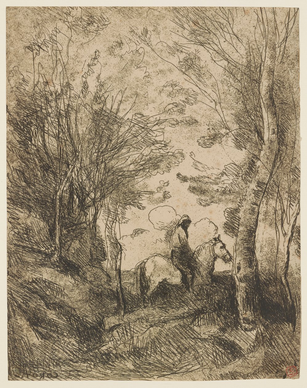 Le grand cavalier sous bois (Ormandaki Büyük Binici) by Jean Baptiste Camille Corot