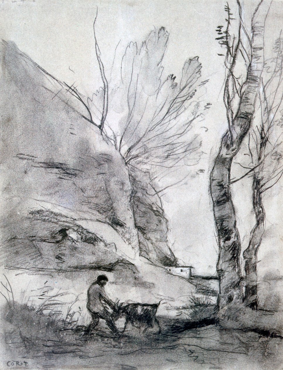 Keçiyle Mücadele Eden Adam, c1816-1875 by Jean Baptiste Camille Corot