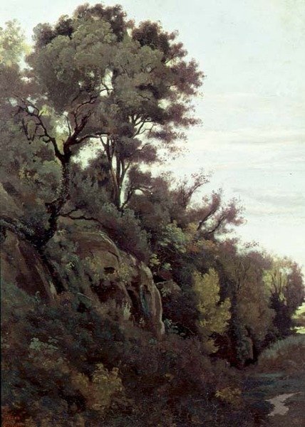 Marino - Ağaçlar ve Kayalar by Jean Baptiste Camille Corot