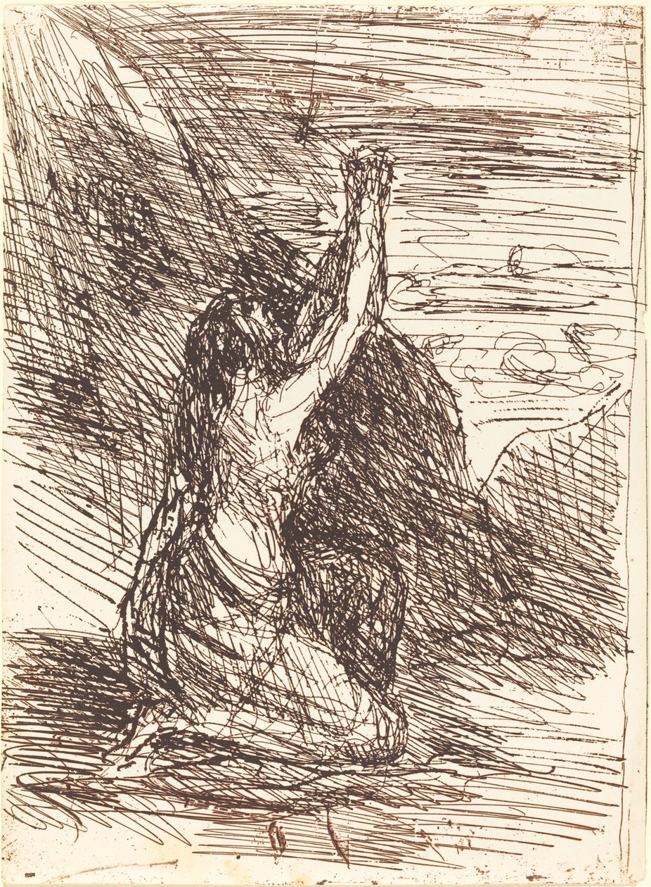 Mary Magdalene Diz çökmüş Madeleine bir genoux, 1858. by Jean Baptiste Camille Corot