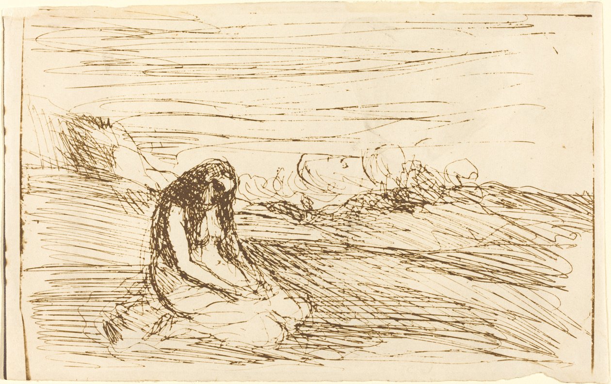 Meditasyonda Mecdelli Meryem (Meditasyonda Madeleine) by Jean Baptiste Camille Corot