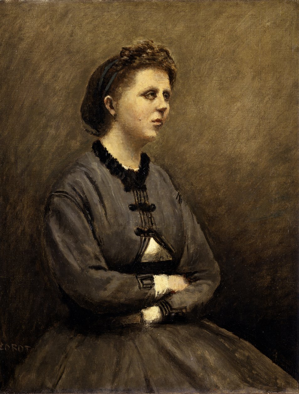 Mme de Larochenoire, Ressamın Karısı by Jean Baptiste Camille Corot