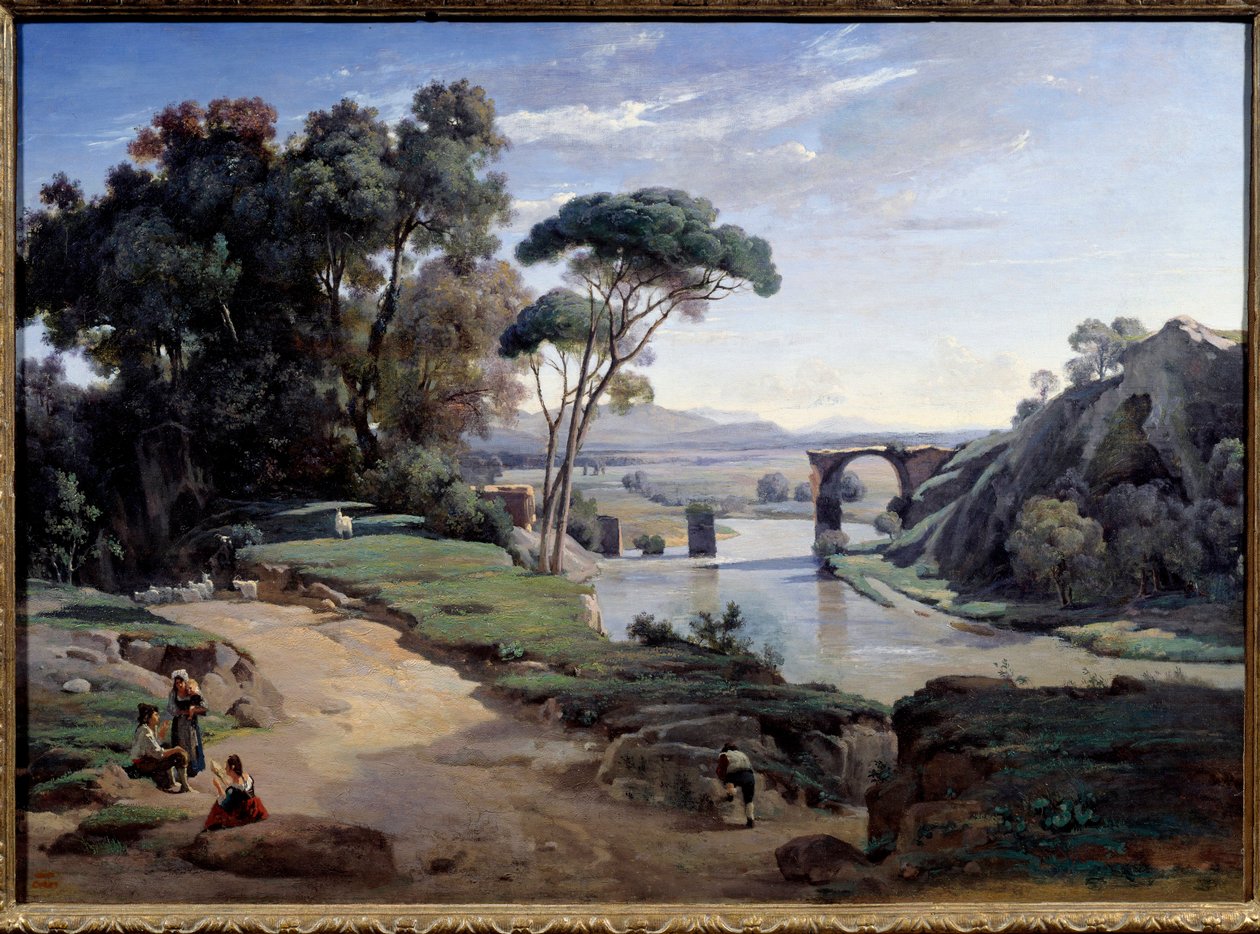 Roma yakınlarındaki Narni Köprüsü. Camille Corot
