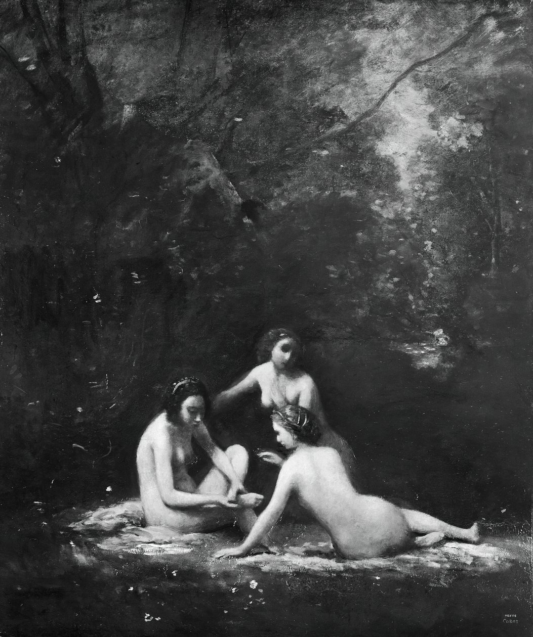 Banyodan Ayrılan Periler, 1843. by Jean Baptiste Camille Corot