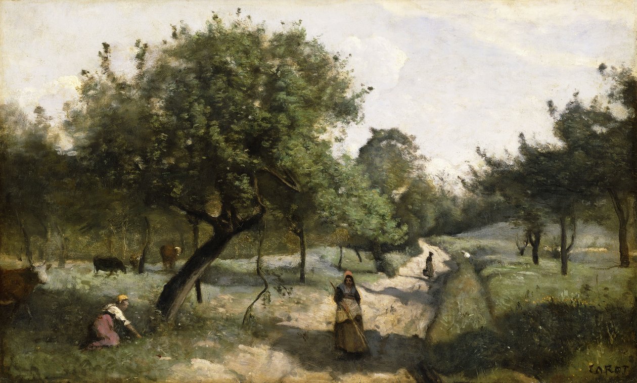 Elma Ağaçlı Yol, 1850-60 by Jean Baptiste Camille Corot