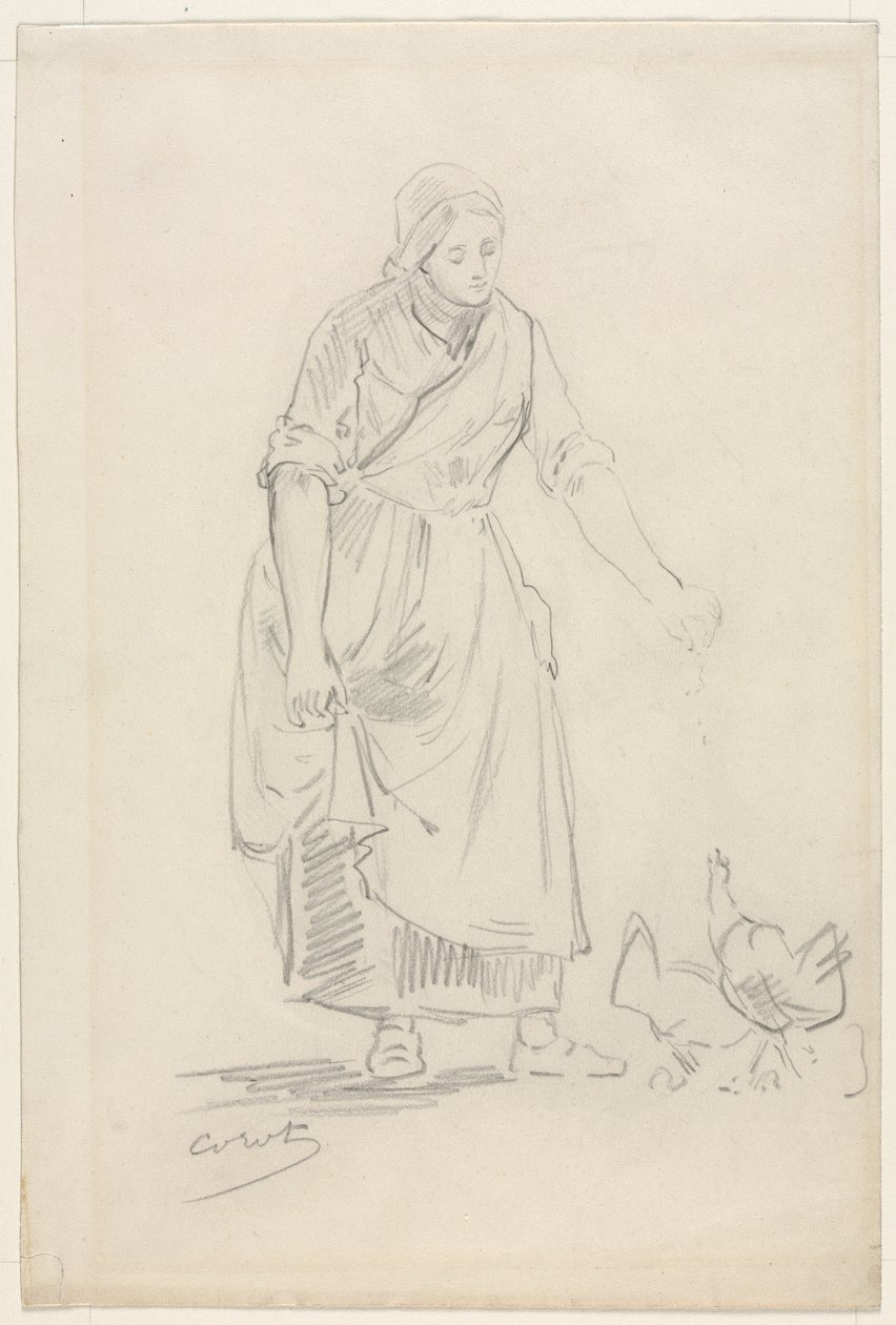 Tavukları Besleyen Köylü Kız, 1800