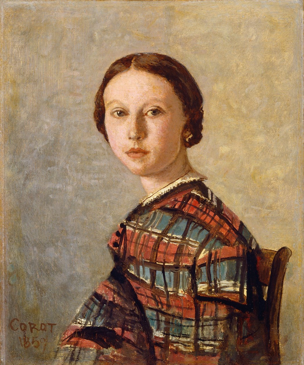 genç bir kızın portresi by Jean Baptiste Camille Corot